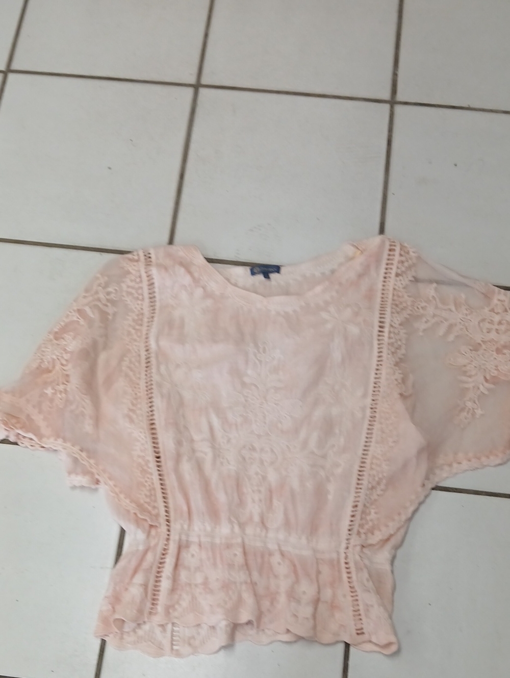 Democracy Pale Pink Lace-Trim Top